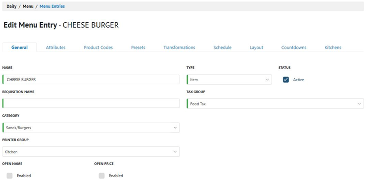 Title: ★ The General tab of an existing menu entry. - Description: ★ The General tab of an existing menu entry.