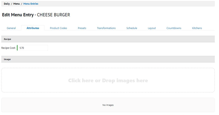Title: ★ The Attributes tab, showing the Recipe and Image sections. - Description: ★ The Attributes tab, showing the Recipe and Image sections.