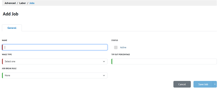 Title: ★ The Add Job page as it appears when first opened. - Description: ★ The Add Job page as it appears when first opened.