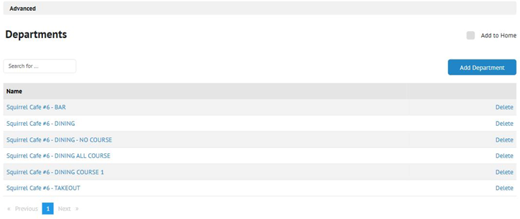 Title: ★ The Departments page, showing existing departments named from their store and revenue center. - Description: ★ The Departments page, showing existing departments named from their store and revenue center.